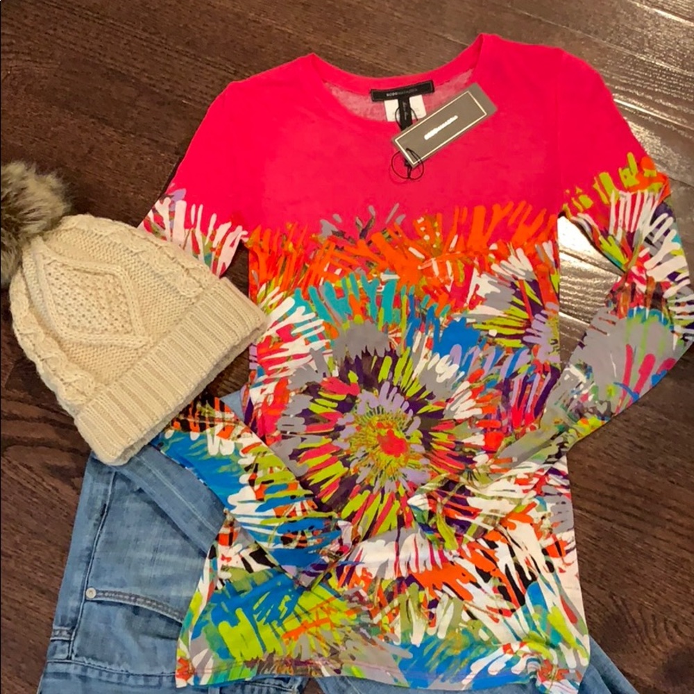 BCBG Pink floral top NWT!